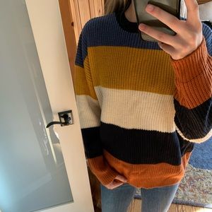 Fun stripped back tie/open sweater